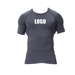 Camisetas de gimnasio de verano con logotipo personalizado para hombre, camisetas de secado rápido de alta elasticidad para baloncesto, correr, Fitness, camisetas ajustadas sólidas de 180 gramos - Product Image 1