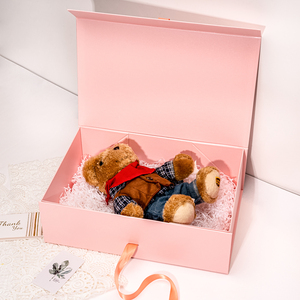 Bear gift Packaging Hat Boxes For Rose Flowers With Handle Pink aangepaste geschenkdoos Cheaper flower gift box