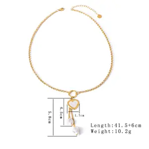 Niche Design White Shell Love Necklace Fashionable Pattern Round Plate Tassel Pearl Clavicle Chain For Women