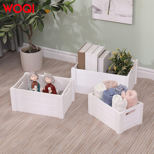 WOQI Set 3 Extra Large Rustic Decorative Boxes Modern <strong>White</strong> <strong>Wooden</strong> Storage <strong>Crates</strong> Handmade Natural Solid Wood Nesting Organizers - Product Image 6