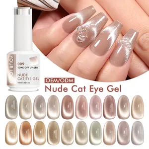 Label privé Nude Cat Eye Gel Frozen Ondulation Cat Eye Gel Polish Magnetic Nail Gel