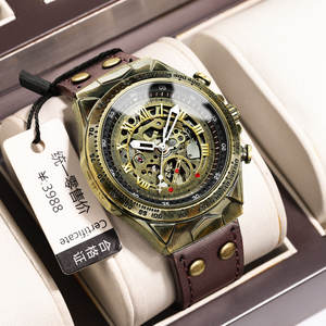 Reloj Mecánico Automático para Hombre, Diseño de Nicho en Bronce, 30m Resistente al Agua, Luminoso, Retro, Transparente, Esqueleto, de Cuerda Automática, Venta al Por Mayor - Product Image 2