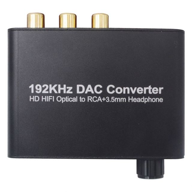 New Digital to Analog Converter 192kHz DAC Supports Volume Control Digital Coaxial SPDIF to Analog Stereo L/R RCA 3.5mm Jack Audio