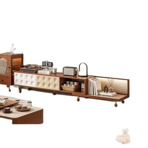 Nordic Style <b>Retro</b> Extendable Wooden TV Cabinet Solid Wood Storage Unit For Living Room - Product Image 4
