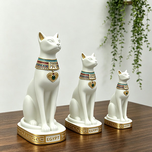 Top Rhyme Egyptian Cat Figurine Set 3 Sizes Artistic Home Decor Living Room Entryway Gift - Product Image 1