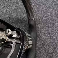 Volante Deportivo de Fibra de Carbono ZHOUCHI Modificado para SYLPHY Bluebird Tiida, Cuero Perforado Premium para Interior de Auto