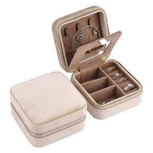 Embalagem caixa de jóias de luxo de couro Pequena caixa personalizada multi-funcional de couro caixa de jóias de viagem