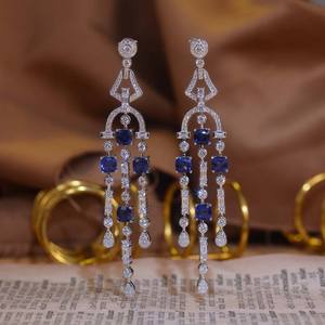 Pendientes de Moda para Mujer con Zafiro Sintético Cosín de All Fashion Lab, Venta al por Mayor - Product Image 4