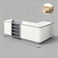 Comptoir de caisse de supermarché en bois, comptoirs de caisse personnalisés avec design en marbre, bureau de caisse avec étagères
