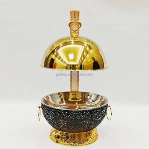 Pemanas Makanan Hotel & Restoran Mewah, Wadah Sajian Stainless Steel Individual, Tahan Lama, Model Gantung, Kombinasi Hitam Emas - Product Image 3