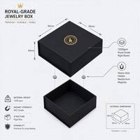 Boîte à bijoux personnalisée en velours bleu royal, coffret souvenir noir noble, collection rigide de prestige, MOQ 50 pièces, boîte cadeau magnétique