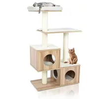 가정 & 부엌 방 장식적인 애완 동물 장난감 제품 54 "4 개 수준 2 개의 콘도를 가진 나무로 되는 현대 고양이 가구 고양이 탑