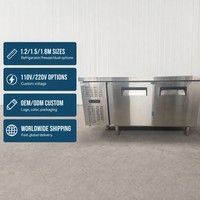 Table de préparation commerciale avec réfrigérateur 350L, refroidissement par air, sans givre, pieds réglables, 2 portes, -5~10°C, poste de travail de cuisine, vente en gros