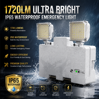 Projecteur LED d'urgence double tête, étanche IP65, rechargeable, en plastique ABS blanc, autonomie 3H