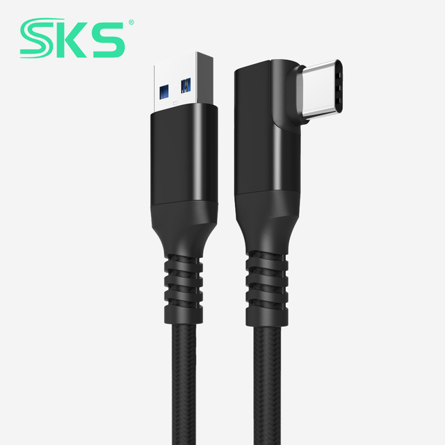 90 Degree Right Angle USB3.2 VR Link Cable 3A 5Gbps Braided Shelled Pure Copper Conductor for VR Headset Gaming IOS Printers