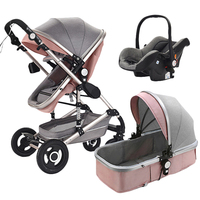 Nouveauté Poussette bébé de luxe 3 en 1 avec poignée réglable Aménagement paysager élevé pour bébés et poupées