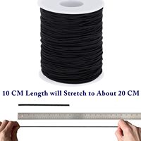 Cordón Elástico Negro de 3 mm x 5 m, Cuerda Elástica Resistente con Funda de Poliéster para Hacer Joyas, Manualidades, Costura y Bricolaje
