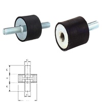Amortisseur de vibrations en caoutchouc avec vis métallique-Tampons antivibrations cylindriques pour machines industrielles, dureté Shore 60A