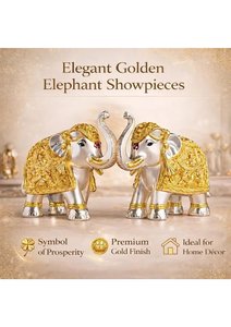 Pure Gold Silver Coated <b>Elephant</b> Showpiece Decorative <b>Elephant</b> Statue for Home <b>Decor</b> Good Luck Pooja Vastu Two <b>Elephant</b> Set - Product Image 5