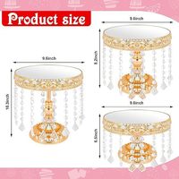 Présentoir à gâteaux rond en cristal doré avec miroir, ensemble de plateaux de présentation de desserts pour mariage, anniversaire, banquet, table de repas, décoration de scène de fête