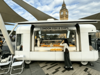 Remorque alimentaire mobile commerciale entièrement équipée pour la vente de poisson et frites, poulet et snacks en plein air, idéale pour les marchés de rue britanniques