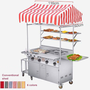 Remorque de nourriture commerciale chariot de nourriture de poussée de main de voiture de casse-croûte mobile pour le chariot de camion de casse-croûte de BBQ de poêle de gril - Product Image 2