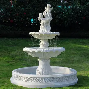 Открытый Декор натуральный белый мраморный фонтан водопад вилла сад ручной работы Ангел мраморный фонтан