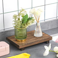 Plateau porte-bougie rustique en bois de hêtre naturel, plateau à savon en bois mobile pour la maison
