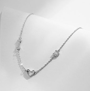 Bracelet en argent S925 poli avec breloques cœur ouvert et croix, chaîne délicate réglable, bijou élégant et romantique, cadeau idéal - Product Image 5