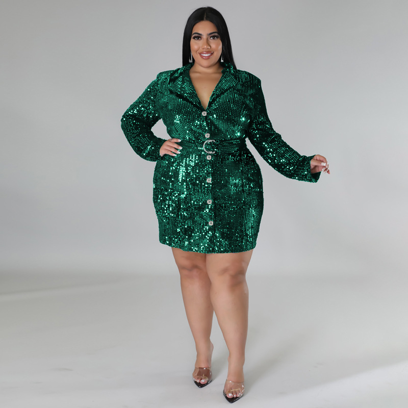 Plus Size Sequin Blazer Dresses & Glitter Jumpsuits