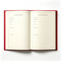Carnet de recettes personnalisé A5 en lin, couverture rigide, pour 60 recettes avec onglets et autocollants