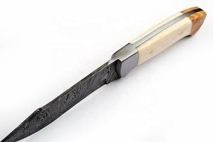 มีดพกพาเหล็กดามัสกัสแบบปรับแต่งได้ด้ามจับกระดูกไม้สเตนเลสสำหรับล่าสัตว์ - Product Image 4