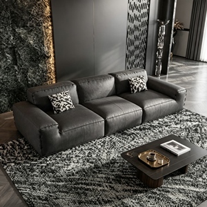 Sofá Moderno Minimalista de Tela de Tres Plazas con Respaldo Acolchado, Brazos Acolchados y Patas de Madera, Mueble Tapizado para Sala de Estar - Product Image 2