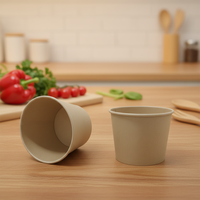 Bol à salade avec gobelet en papier monocouche, logo couleur personnalisable, résistant à l'eau et compatible avec le couvercle