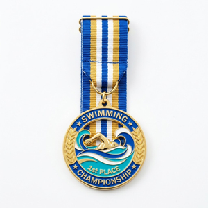 Medalla de Natación 3D Barata Personalizada de Metal, Medalla de Natación Antigua de Oro, Plata y Bronce <span class=keywords><strong>con</strong></span> Esmalte, Premio Deportivo, Proveedor de Medallas de Natación <span class=keywords><strong>con</strong></span> Cinta - Product Image 1