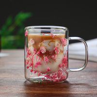 Grande tasse en verre borosilicate transparent à double paroi, résistante à la chaleur, sans BPA, compatible lave-vaisselle et micro-ondes, anti-fuite, grande taille