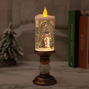 New Christmas decorative water-filled candle lamp, Christmas crystal lamp, snowflake Santa Claus <b>ornament</b>, gift/<b>small</b> present - Product Image 4