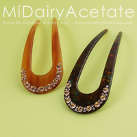 Midairy coiffure européenne et américaine mode rétro tempérament acétate en forme de U bâton de cheveux épingle à cheveux fourchette 13.8cm 4317