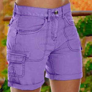 Top Trening Short Cargo personnalisé taille haute pour femme, élégant, coupe ajustée avec poches fabriqué au Pakistan - Product Image 5