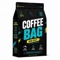 Sachet de café personnalisé à soufflet latéral, fond plat, pochette autoportante avec fermeture éclair en PE, emballage alimentaire de qualité pour grains de café torréfiés foncés