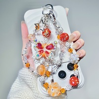 Breloque de téléphone en strass et perles, motif papillon orange et étoile, pendentif de sac artisanal, cordon de poignet, cadeau bijou pour femme