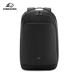 Laptop <b>Backpack</b> For Business Travel Large Capacity With Interior Zipper Pocket Men's <b>Black</b> Solid Color Shoulder Straps - Product Image 4