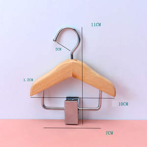 Mini ropa de madera <span class=keywords><strong>para</strong></span> mascotas, percha de madera <span class=keywords><strong>con</strong></span> Clip <span class=keywords><strong>para</strong></span> ropa de muñeca - Product Image 3