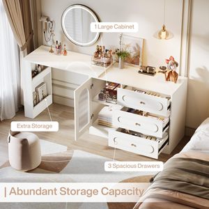 Tribesigns Grande coiffeuse d'angle blanche, <span class=keywords><strong>commode</strong></span> triple, bureau extensible avec meuble réversible - Product Image 3