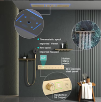 S1023 ensemble de douche de plafond de luxe monté ensemble de robinet de douche thermostatique à effet pluie ensemble de douche dissimulé de haute qualité lumière LED