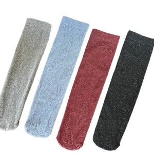 <span class=keywords><strong>Chaussettes</strong></span> mi-mollet en fil d'argent haut de gamme, couleur rouge bordeaux, ajustées, assorties à de petites chaussures en cuir, pour le printemps et l'automne - Product Image 5