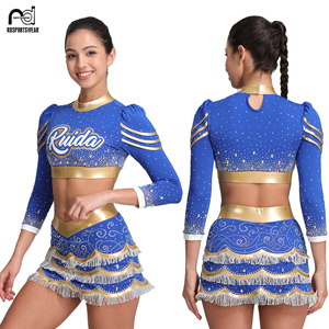 ชุดเชียร์ลีดเดอร์เด็กแบบสั่งทำขายส่ง ชุดยูนิฟอร์มเชียร์ลีดเดอร์ผ้าสแปนเด็กซ์ - Product Image 1