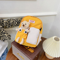 Mochila escolar ligera de nailon bonita para niños, Unisex, informal a la moda, con cierre de cremallera, diseño de oso de juguete