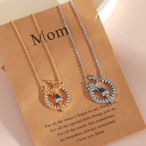 Collier pendentif en argent zircon or/or blanc Haomi Brass pour la fête des mères, bébé et maman, pour les mariages et les anniversaires - Product Image 4