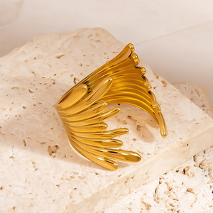 Evil Eye <b>Gold</b> Plated <b>Ring</b> <b>Set</b> With Natural Stones Women's Everyday Wear Jewelry Geometric Design Circular Lines Yiwu Origin - Product Image 3